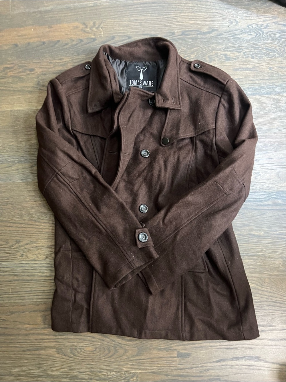 Men's Brown Wool Blend Peacoat Jacket